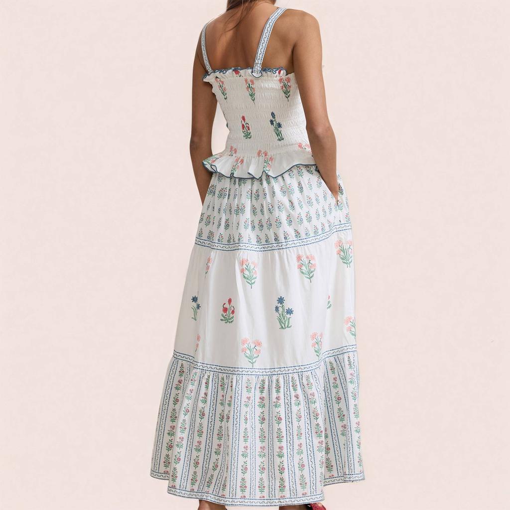 Women's Casual Fashion Vintage Floral Print Suspender Dress Elegant Holiday Dress