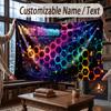 Abstract Geometric Theme Throw Blanket Custom Name Text Personalized Blanket Soft Cozy Blanket for Home Sofa Bed