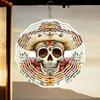 Kaijit - 1pc No Battery Required Cinco De Mayo Skull with Hat Mandala Wind Powered Rotating Wind Chime - Dynamic 2D Hanging Garden Art