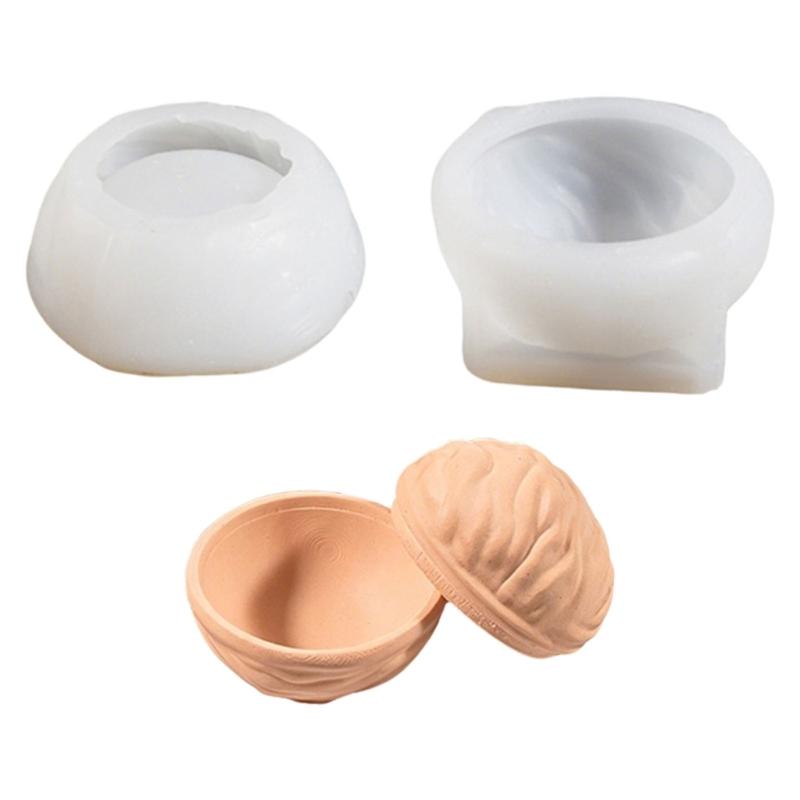 Nut Shape Silicone Candle Cup Molds With Lid For Making Candle Soap Storage Box Concrete Flowerpot And Resin Casting