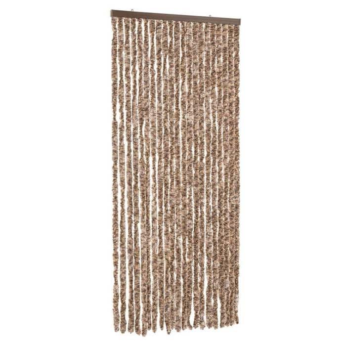 VidaXL Rideau Anti-mouches, Store Anti-insectes avec Crochet, Rideau de Porte Longueur et Largeur Réglables, Beige et Marron 377320