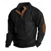 Men's Pullover for Autumn and Winter, Suede Lapel Striped Sweatshirt, Casual Striped Knitted Shirt for Young People