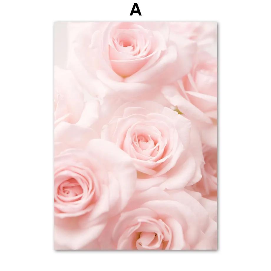 

Розовый Роза Орхидея Пион Цветущие Тычинки Скандинавские Постеры и Принты Холст Живопись Настенные Художественные Картины для Гостиной Домашний Декор 8X12inch 20x30cm