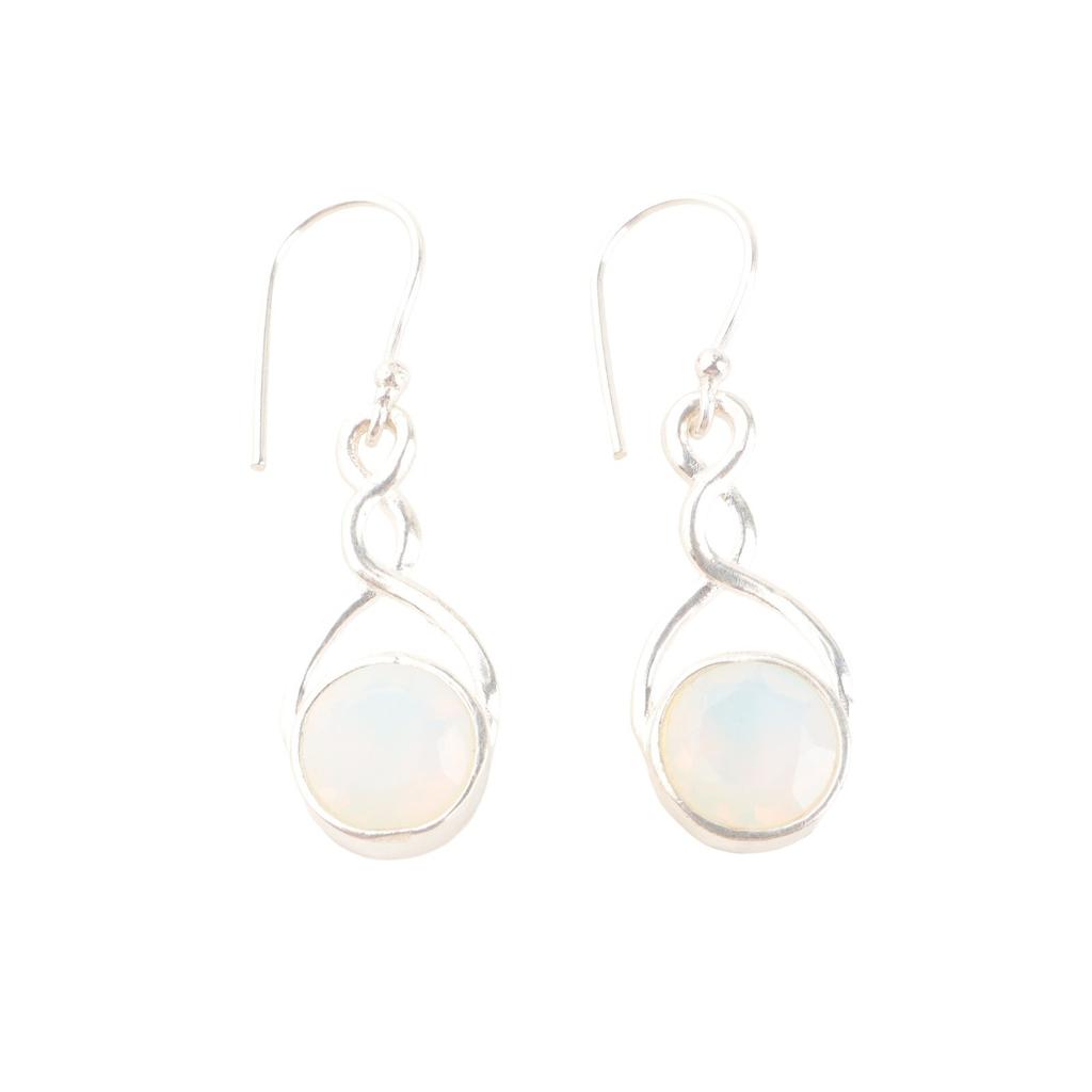 Natural Milky Opal 925 Solid Sterling Silver Handmade Earrings For Women's 1.68" CE-15-14