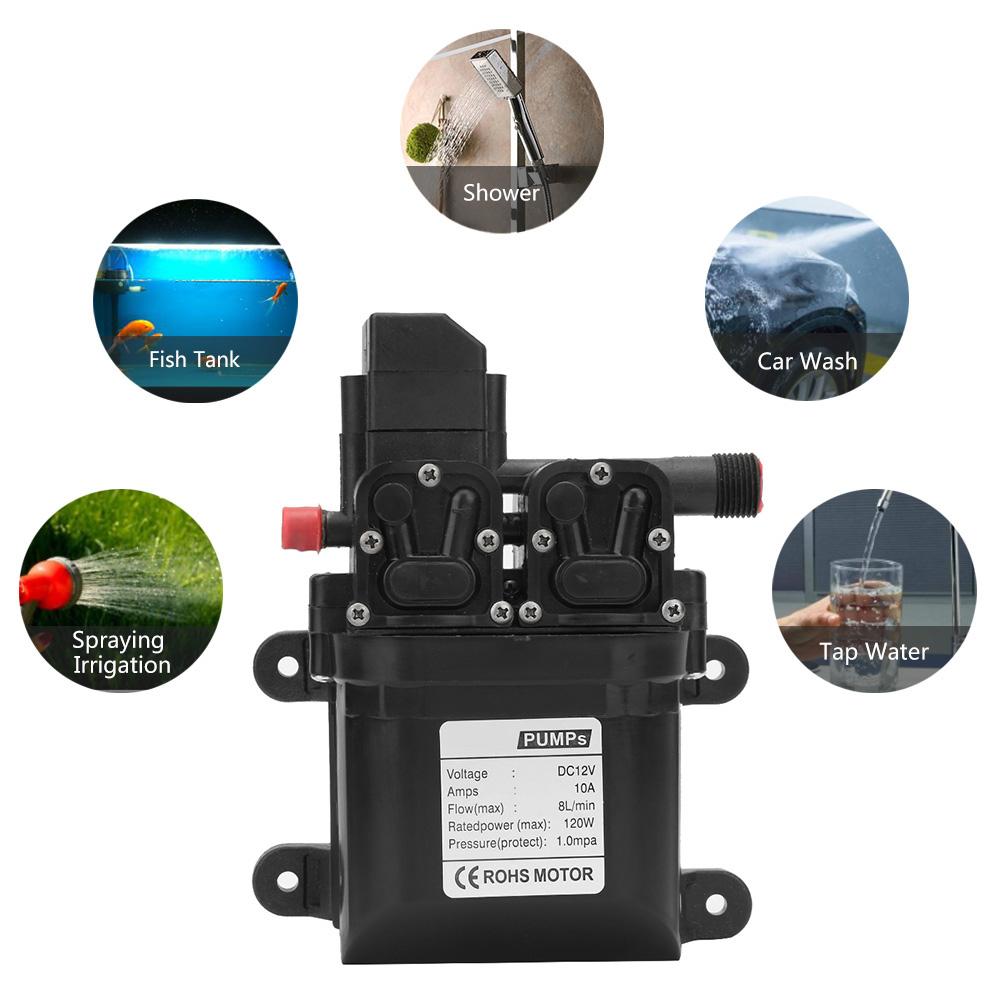 DC 12V 120W High Pressure Self Priming Diaphragm Water Pump with Automatic Pressure Switch