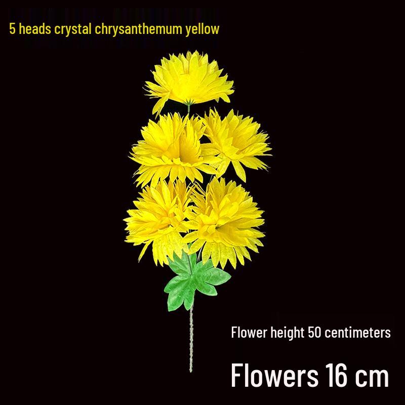 Qingming-Fest Chrysanthemenstrauß: 7-Kopf Seidenblumen Friedhofsgesteck für die Grabpflege