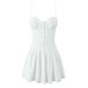 Forlove French Style Sweet White Three-Dimensional Steel Ring Embroidery Waist Hugging Slimming Holiday Style Short Sling Dress