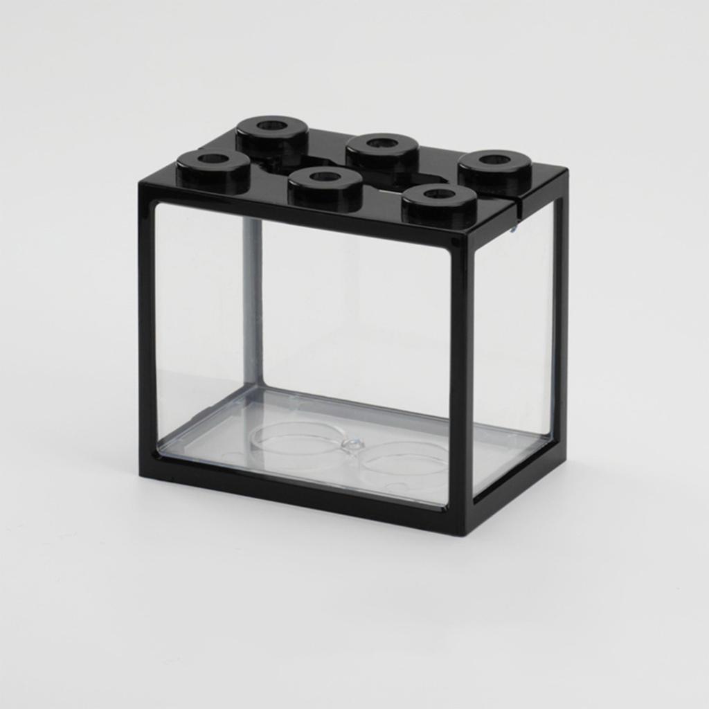Mini Plastic Fish Tank Stackable Desktop Mini Aquarium Micro Aquatic Landscape Tank LED Light Decor Small Eco Cylinder Supplies
