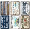 Lake House Posters Vintage Metal Tin Signs Decor Rustic Plaque Metal Plate Wall Art Decor for Living Room