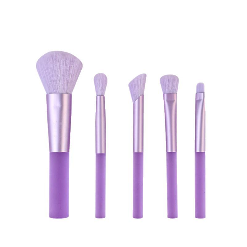 5-teiliges Schnelltrocknendes Make-up-Pinselset mit Netztasche - Enthält superweiche Puder- und Stippling-Rougepinsel