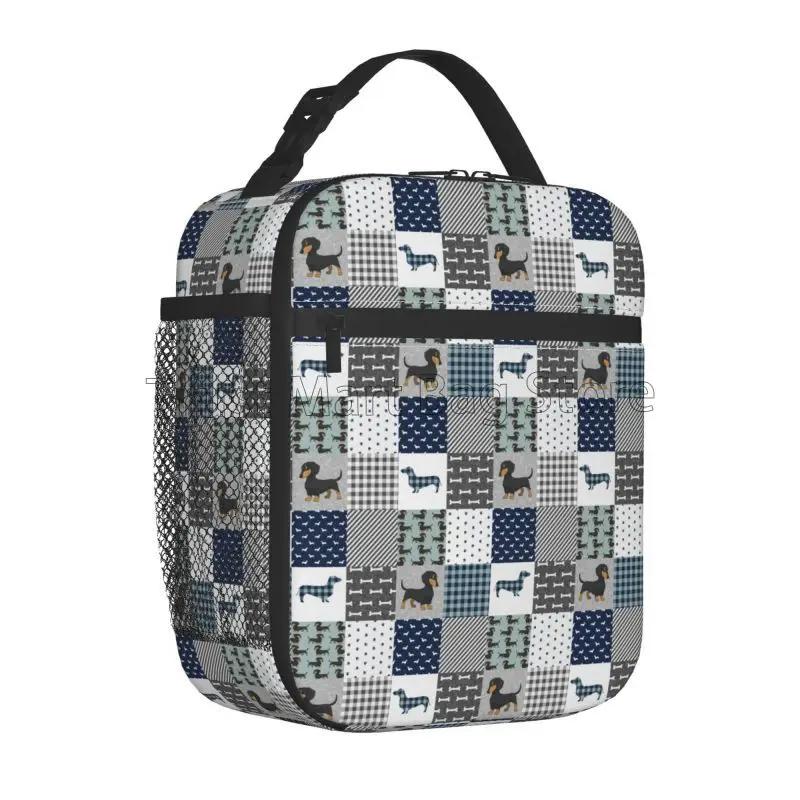 Cute Dachshund Dog Print Insulated Lunch Bag Reusable Cooler Thermal Bento Tote Bag for Work School Hiking Travel Picnic Beach