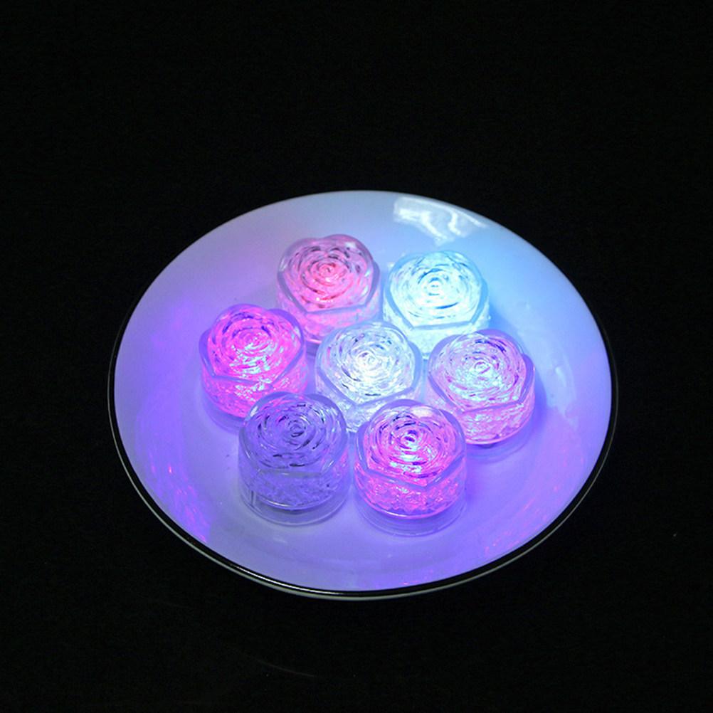 12Pcs Transparent Square Jelly LED Heart Lights Water Induced Flashing Ice Cubes for Wine Cocktails Party Bar Club Wedding
