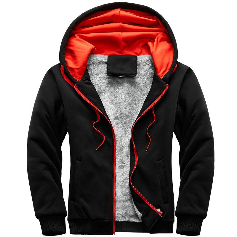 Mens Sweatshirt Hooded Autumn and Winter Men's Baseball Clothing Padded and Thickened Men's Jacket Warmth