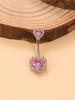 6pcs/set Pink Y2K Sexy Lady Belly Ring Cute Butterfly Heart-Shaped Inlaid Stainless Steel Navel Piercing Zircon Body for Wedding
