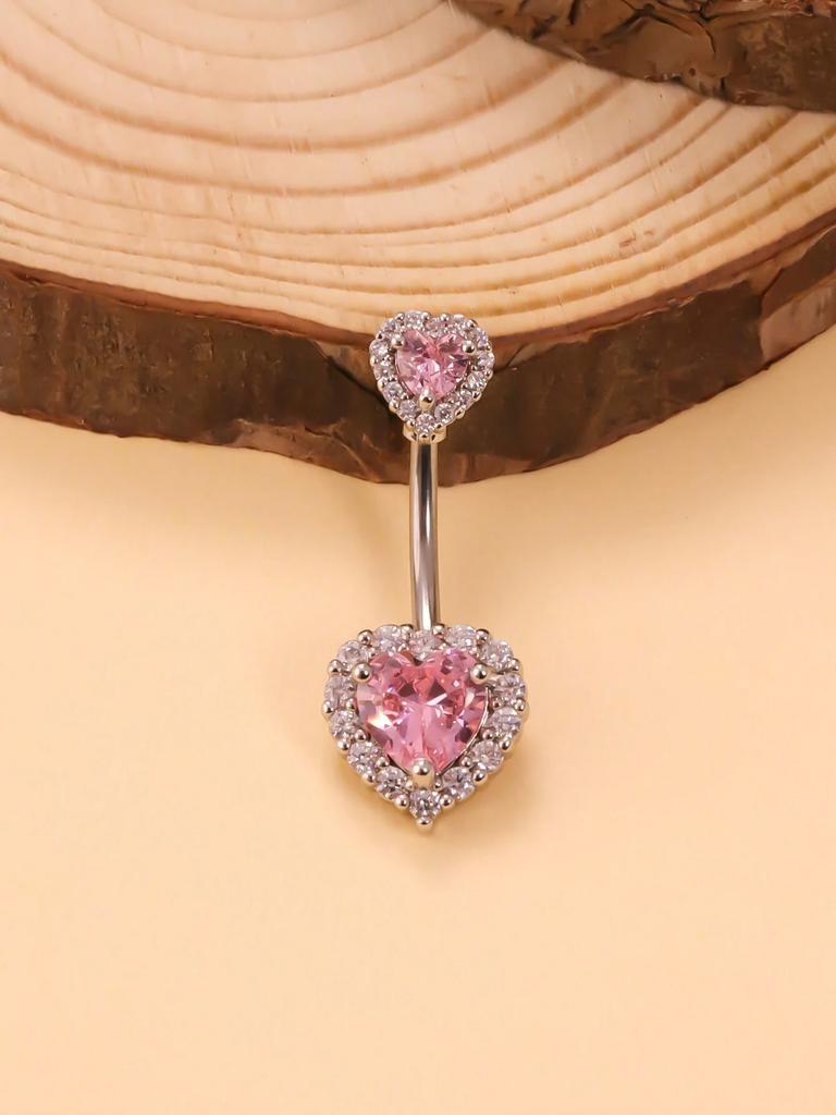 6pcs/set Pink Y2K Sexy Lady Belly Ring Cute Butterfly Heart-Shaped Inlaid Stainless Steel Navel Piercing Zircon Body for Wedding