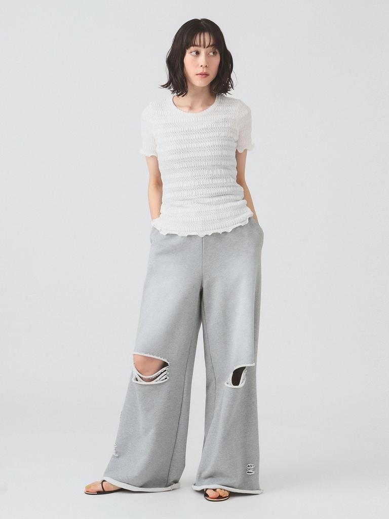 Ray Beams Shirred Lace One Size Women's S/S T-Shirt, OFF_WHITE,