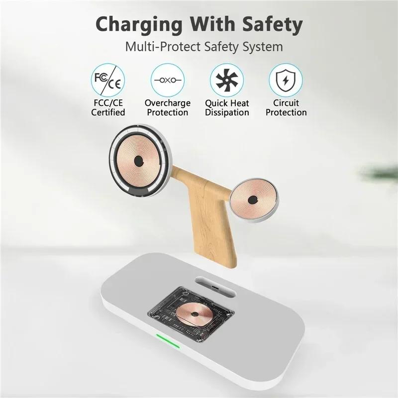 4 In 1 Magnetic Wireless Charger Stand LED Night Light Lamp For iPhone 16 15 14 13 12  Watch Airprods Fast Charging Station