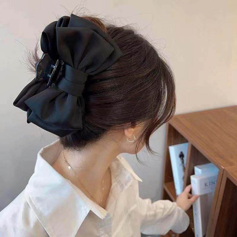 1pcs Fashion Big Bow Hair Claw Clips for Women Hairclips Girls Large Hair Crab Black Hair Clamp White Hairpins Hair Accessorie