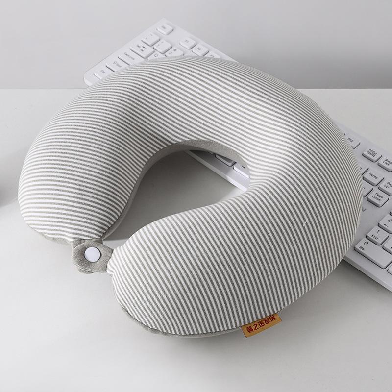 Travel aircraft pillow Double-sided velvet simple stripe slow rebound U-shaped neck pillow