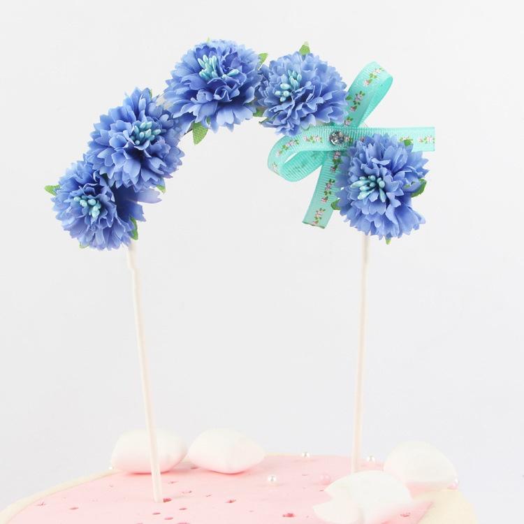 1pcs Bow Flower Cake Topper for Wedding Party Decoration Dessert