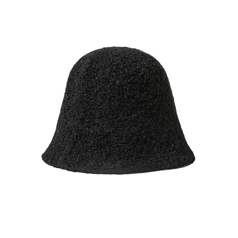 

Autumn and winter knitted fisherman s hat children s versatile face small bucket hat lamb wool warm basin hat One Size