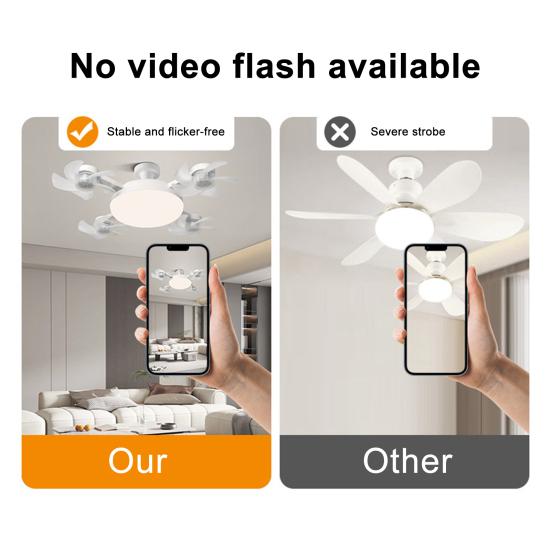 Ceiling Fan Light with 3 Color Temperature Adjustable Brightness LED Bulb Quiet Fan Combo Low-noise Operation Fan Light Fixture