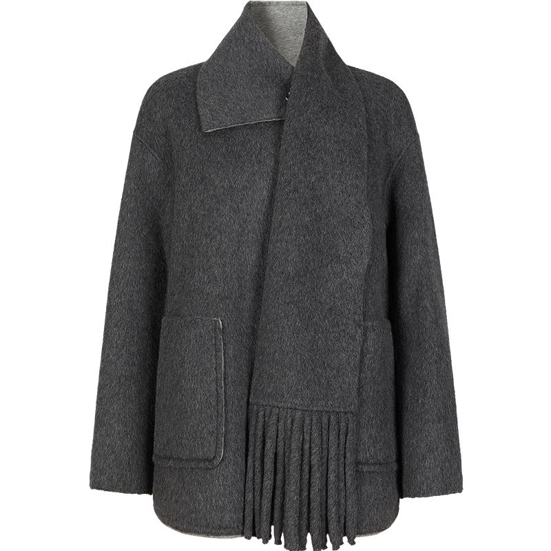

JUZI ANNACO Women s 100% Wool Scarf Collar Double-Faced Coat L