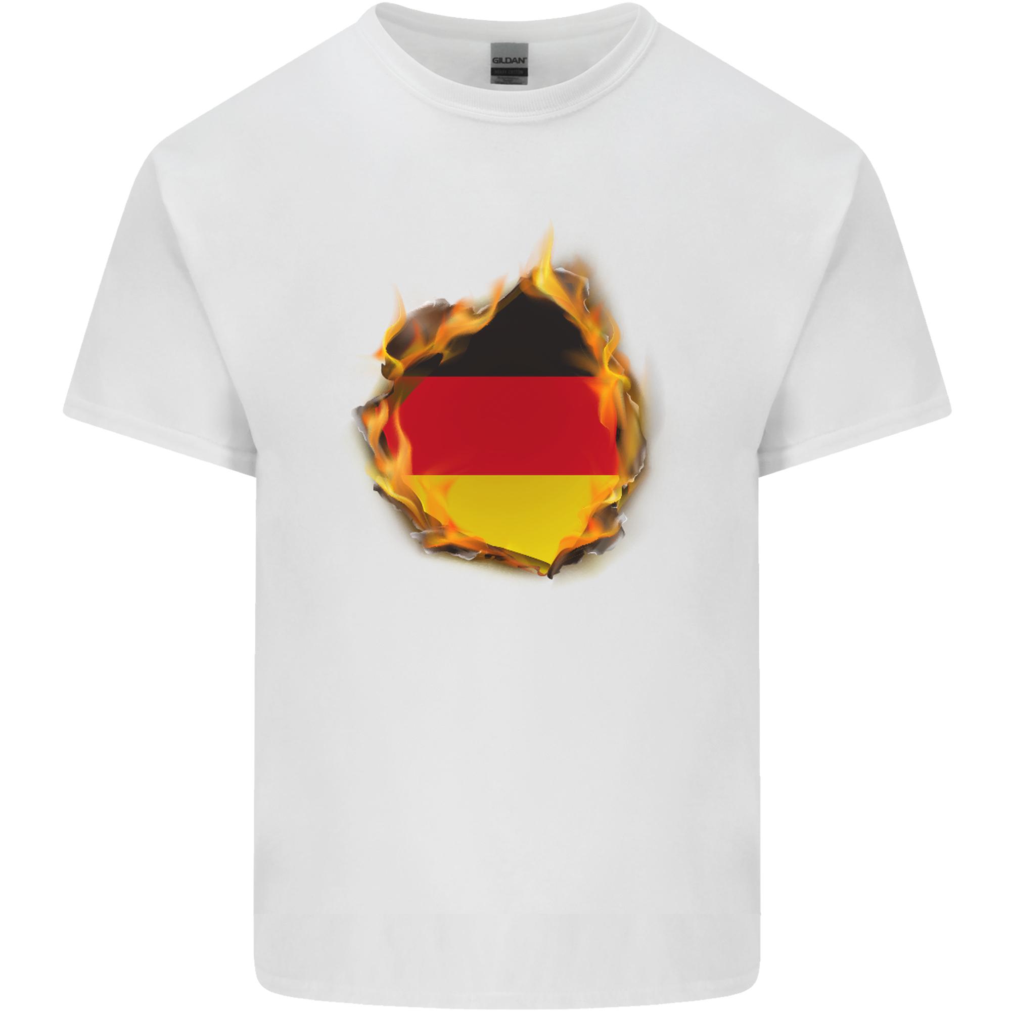 The GerUnisex Flag Fire Effect GerUnisexy Unisexs Light Cotton TShirt S