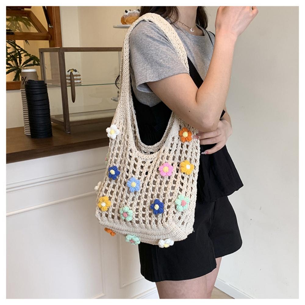 Hollow Shoulder Bag Large Capacity Large Capacity Woven Handbag Niche Design Casual Shopping Bag Ergonomic Fashion Tote Bag