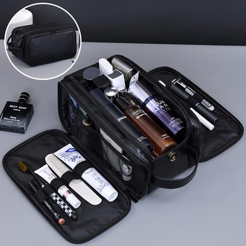 

Multi Pockets PU Toiletry Bag For Women Men Travel Essentials Makeup Bag Waterproof Hanging Bag Cosmetic Washing Organizer Bag чёрный