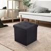Bench Storage Seat Ottoman Footrest - 38 X 38 X 38cm In Black Pvc Leather Max Load. 300kg