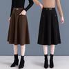 Women's Patchwork High Waist Slimming Long Skirt - Coffee, Large Size, Spring/Autumn 2026