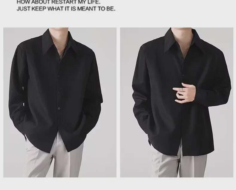 Pánská trendy bílá košile s dlouhým rukávem v korejském stylu s vycpávkami na ramena na jaro a podzim