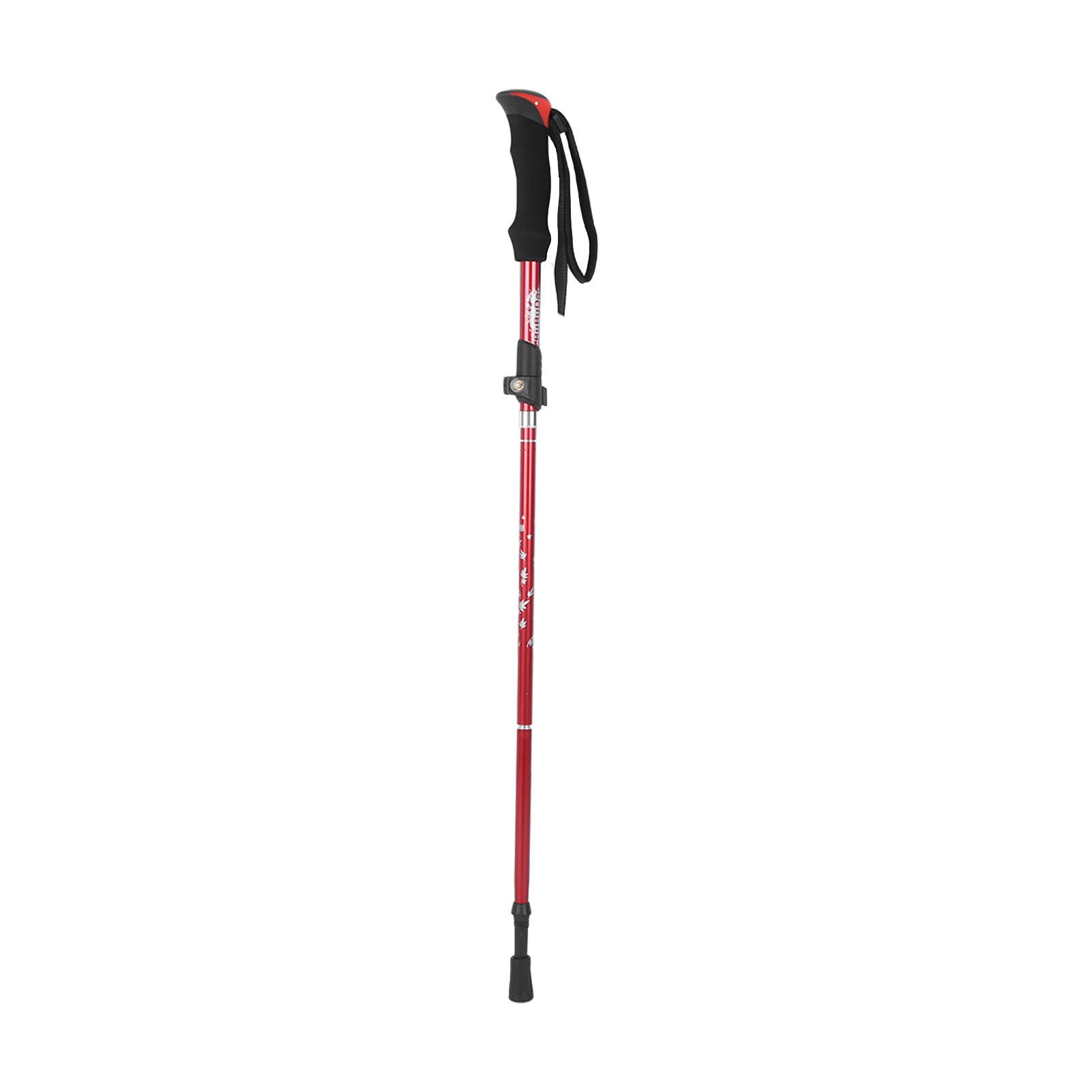 

Aluminium Alloy Trekking Poles 5 Sections Collapsible Hiking Walking Climbing Sticks with Mud HoldersRed червоний