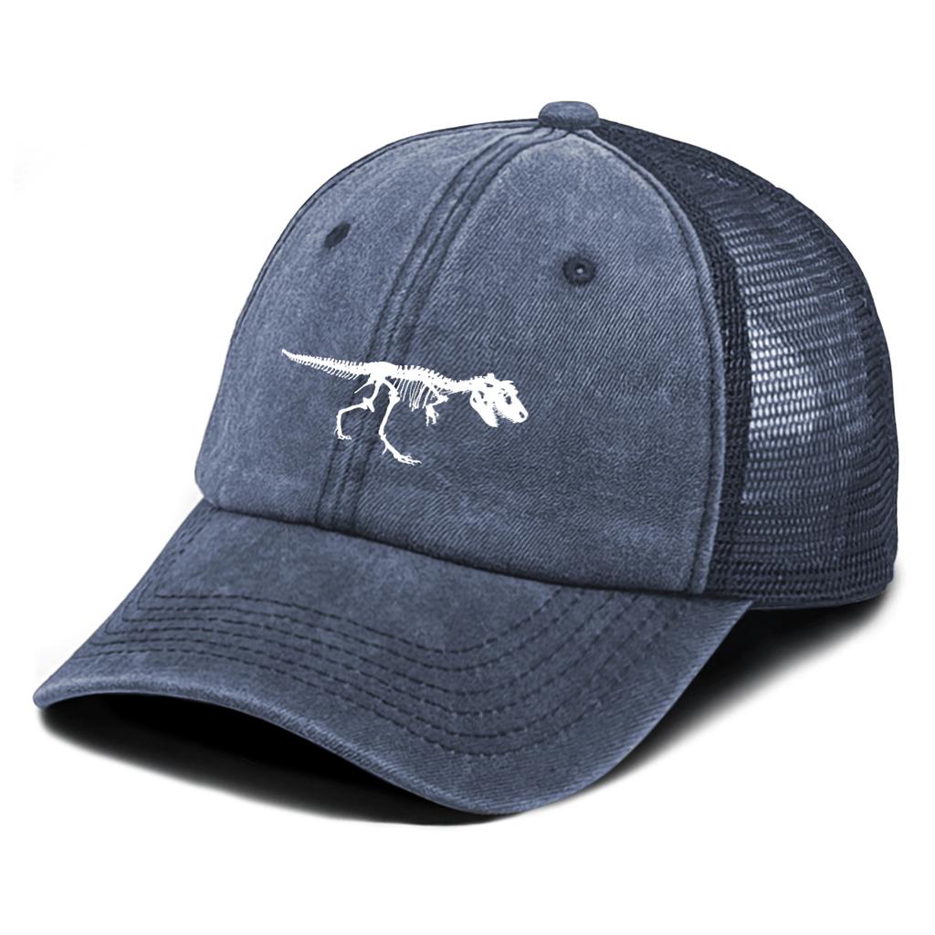 Skeleton Dinosaur Print Baseball Cap Adjustable Snapback Sun Cap Animal Sports Hat Retro Protective Hat For Unisex Women