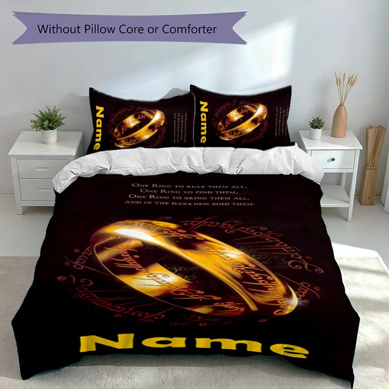 3pcs Custom Name The Fellowship of the Ring Bedding Set,Includes 1 Duvet Cover and 2 Pillowcases,All-season Bedroom Decor