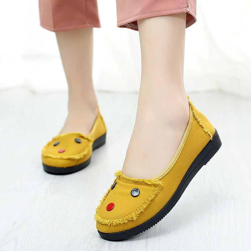 Women's Shoes Old Beijing Cloth Shoes Flat Heeled Casual Shoes Single Shoes One Foot Stirrup Shallow Mouth Low-top Shoes