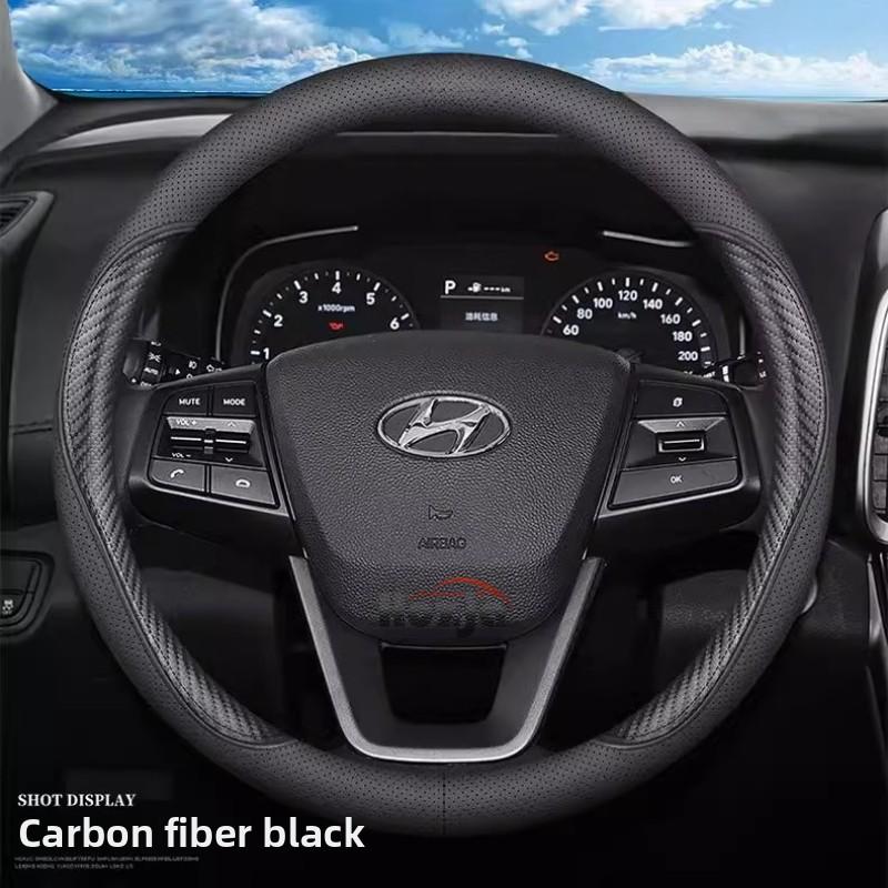 Leather Car Steering Wheel Cover for Hyundai I30 Ioniq I20 I10 I40 Staria Ter Tucson Accent I30n IX35 Kona Creta Accessories