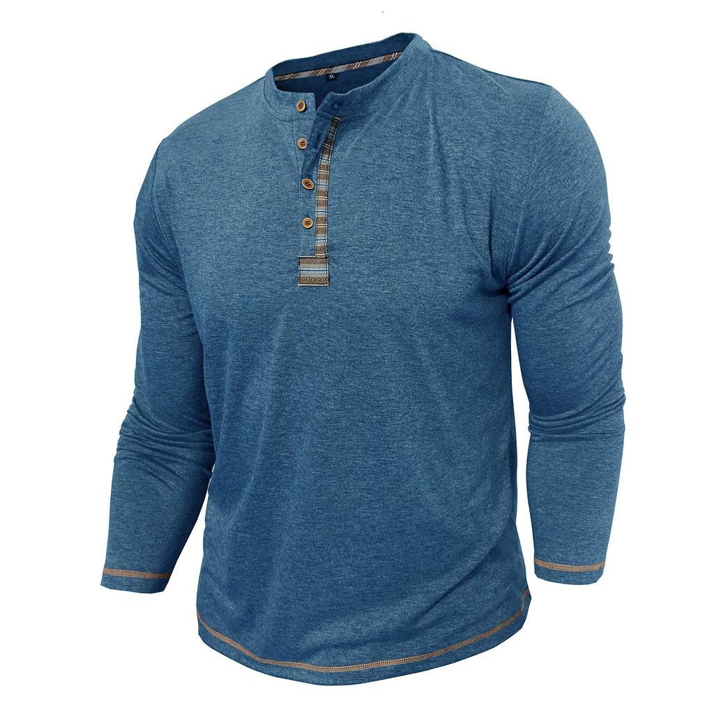Herren Henley Kragen Langarm T-Shirts Einfarbig Frühling Herbst Freizeit T-Shirt Herren