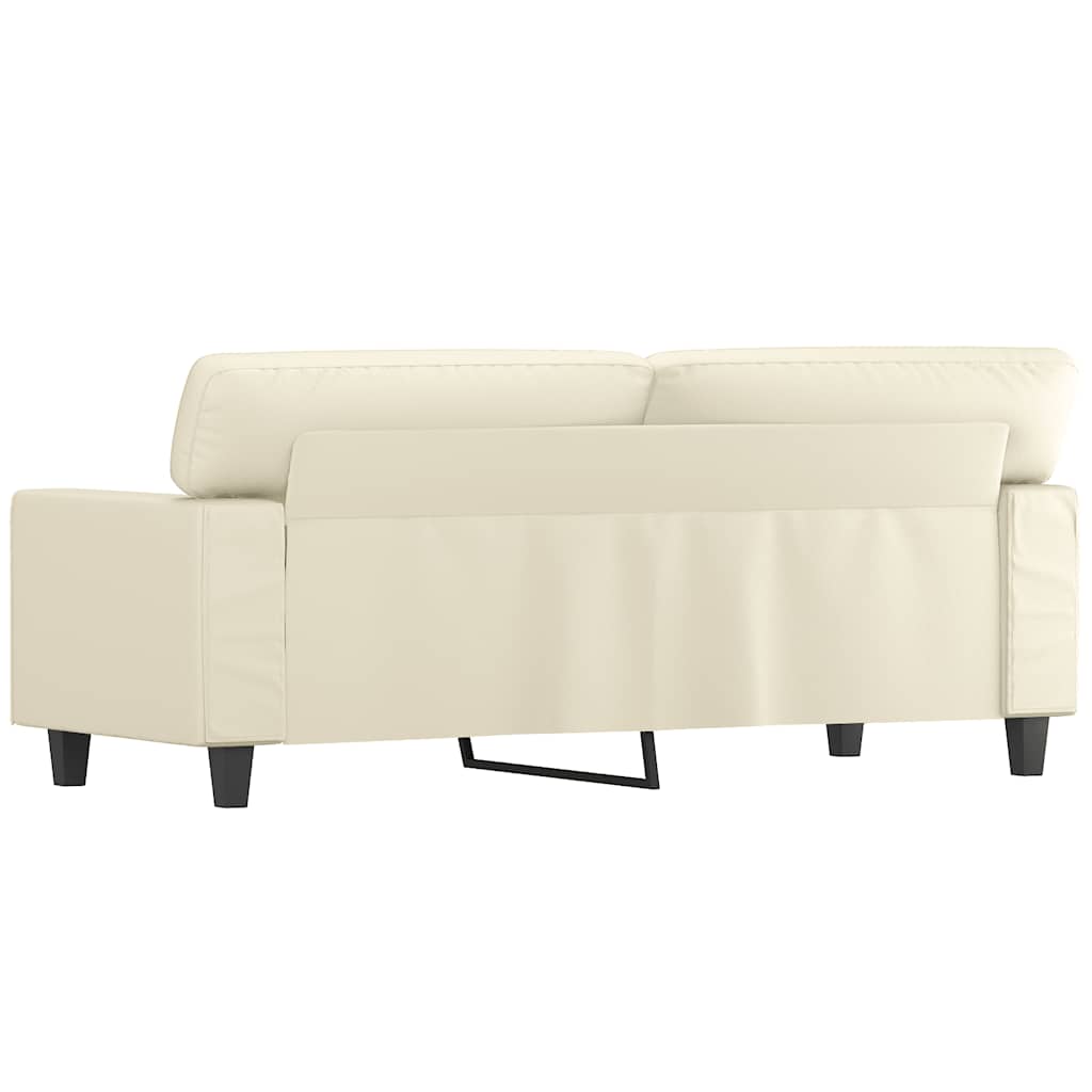 2 Seater Cream Sofa 140 Cm Faux Leather