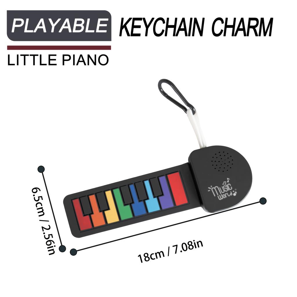 Mini Piano Keychain,Workable Fidget Toy with Colorful/Black/White Key Pads,Battery Powered Silicone Piano for Home/Travel,Backpack Hanging,Mini Piano