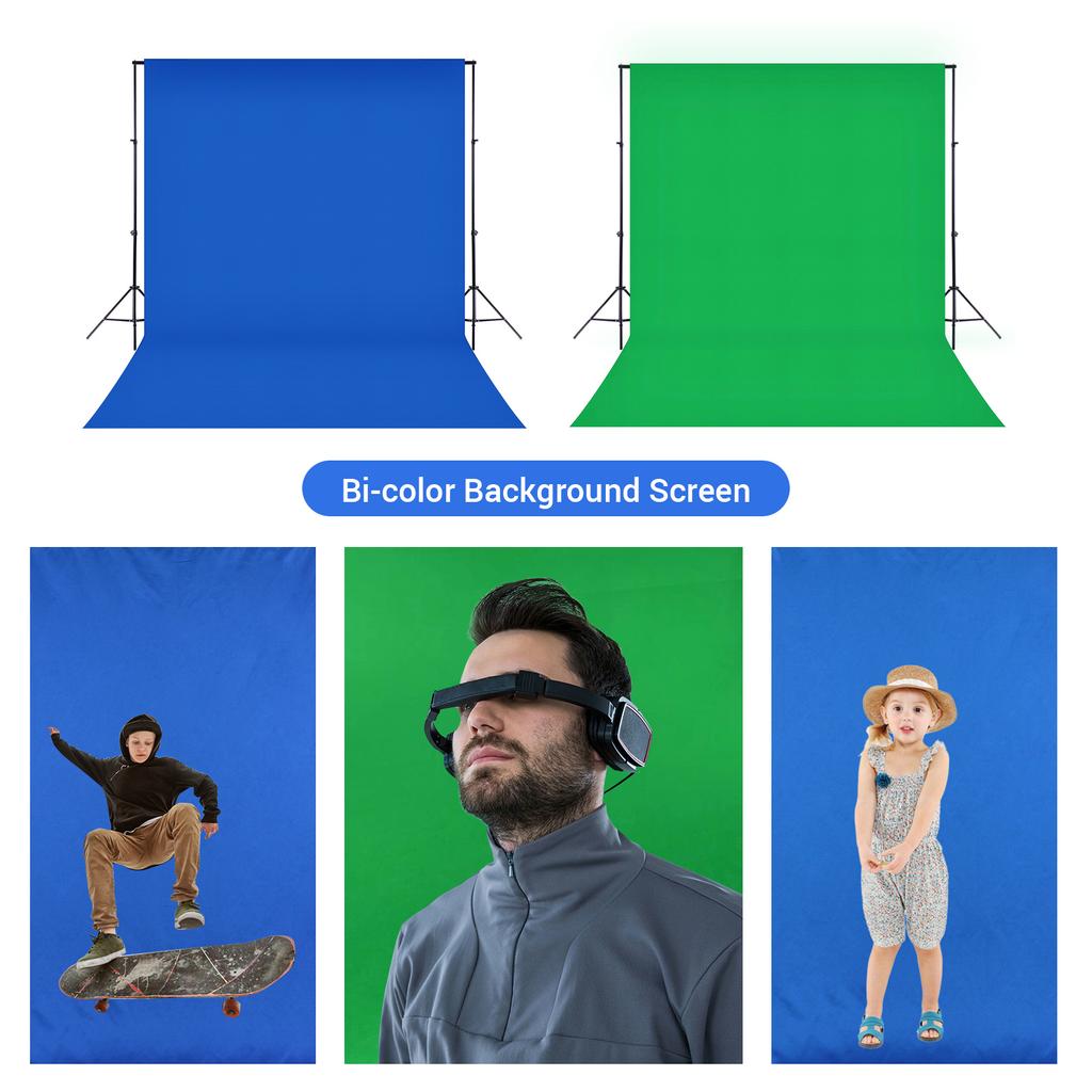 Professional Studio Photography Backdrop Kit with 6.6 * 10ft Bi color Washable Background Screen + 6.6 * 10ft Backdrop