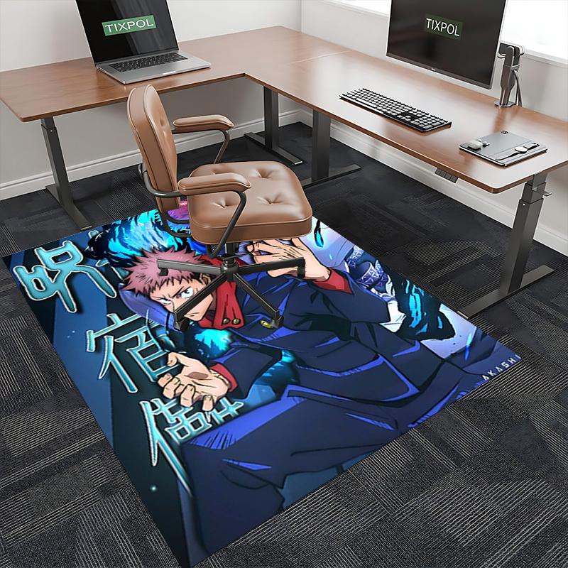 1pc Anime Cartoon Design Jujutsu Kaisen Satoru Gojo Chair Mat Non-Slip Carpet for Office Home Decoration Living Room Bedroom Game Room Birthday Gift A