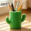 Cute Makeup Brush Cup Cactus Shape Pen Holder, 3D Printed Pencil Organizer, Desktop Office Supplies Organizer Storage Tube, for Brushes And