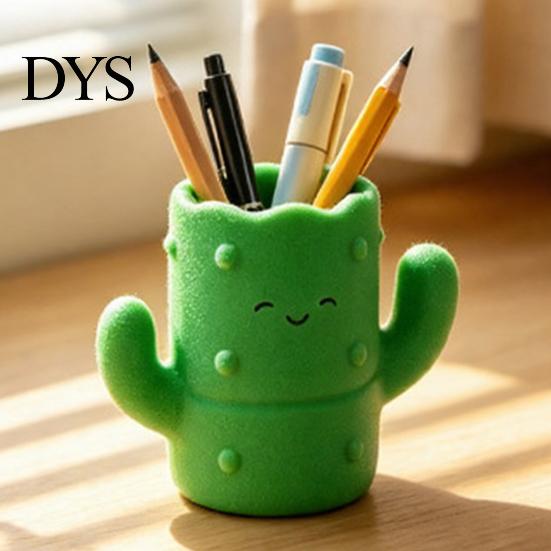 Cute Makeup Brush Cup Cactus Shape Pen Holder, 3D Printed Pencil Organizer, Desktop Office Supplies Organizer Storage Tube, for Brushes And