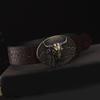 Vintage Engraved Cow Head Buckle for Jeans Pants Waistbelt Metal Clasp Buckle for Teens Boy Men Western Oval Belt Buckle