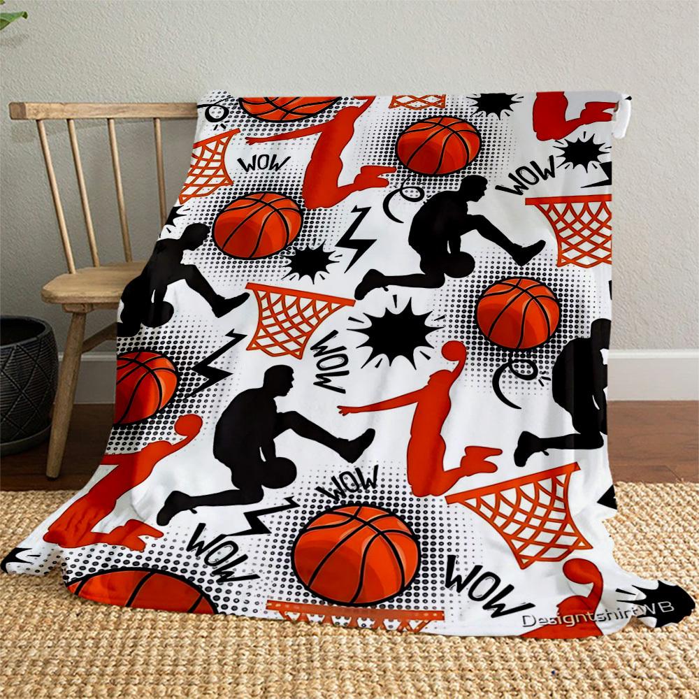1PC Basketball HoopOutdoor Flannel Blanket - Soft Plush Decor for Picnics, Camping, Bedroom, Playroom, Office, or Lunch Break 1244A