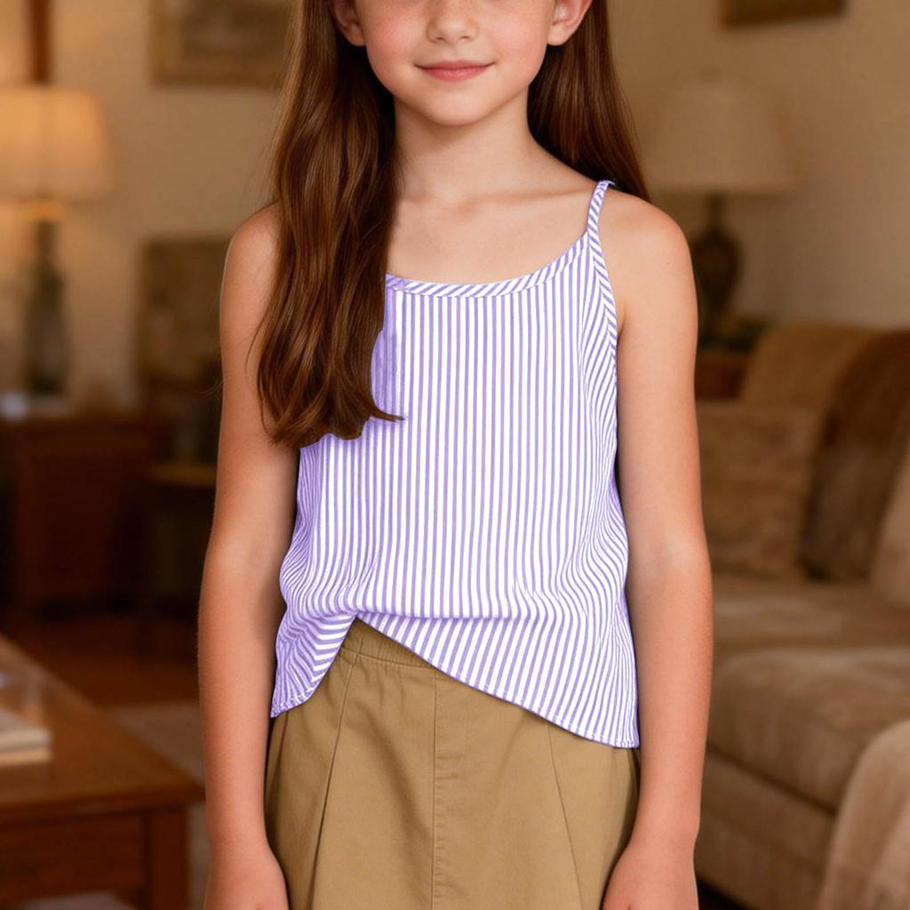 Children's Fashionable And Cute Striped Sleeveless Camisole Casual Girls' Top