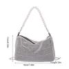 Fashion Rhinestone Shoulder Bag Pearl Chain Bag Phone Pouch Zipper Crossbody Bag for Women Handbag