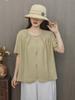 Summer New Modal Cotton Linen Loose Oversized V-Neck Sweatshirt Shirt Women's T-Shirt